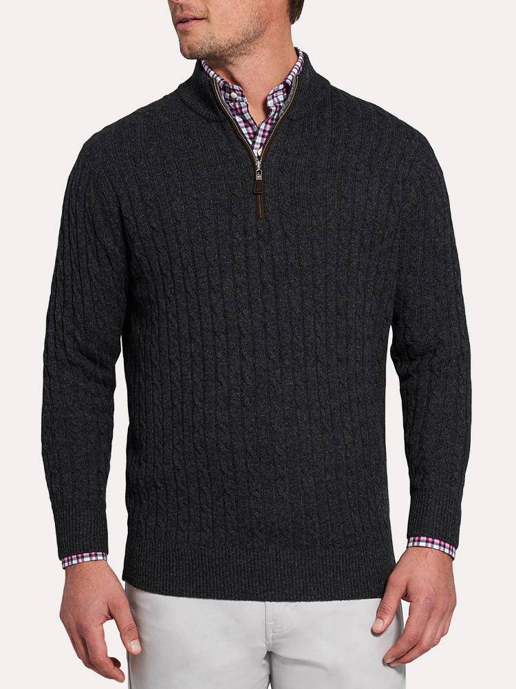 Peter Millar Crown Fleece Suede Trim Quarter Zip - Saint Bernard
