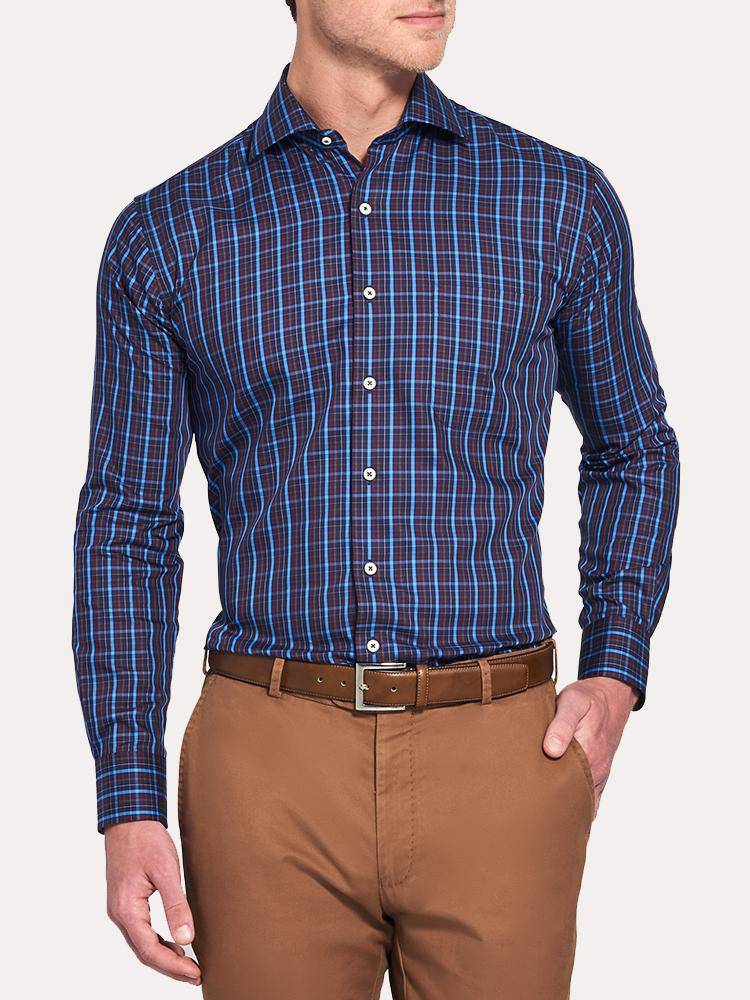 Peter Millar Crown Soft Quarry Falls Plaid Sport Shirt - Saint Bernard