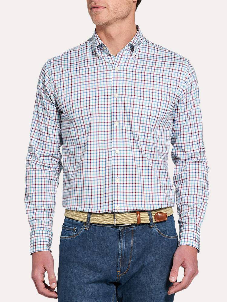 Peter Millar Crown Ease Eyre Tattersall Shirt - Saint Bernard