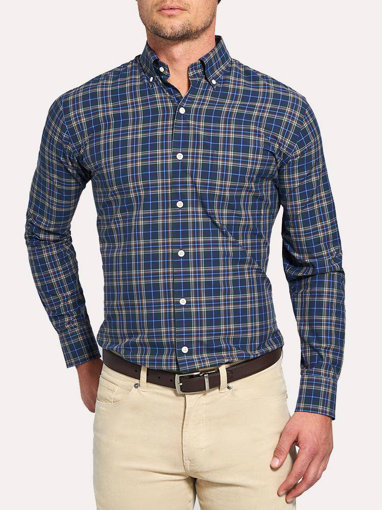 Peter Millar Crown Finish Flately Island Tartan Sport Shirt - Saint Bernard