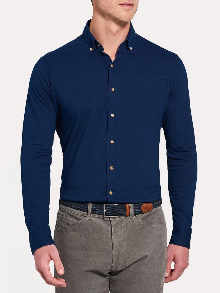 Peter Millar Ridgeway Indigo Jersey Sport Shirt - Saint Bernard