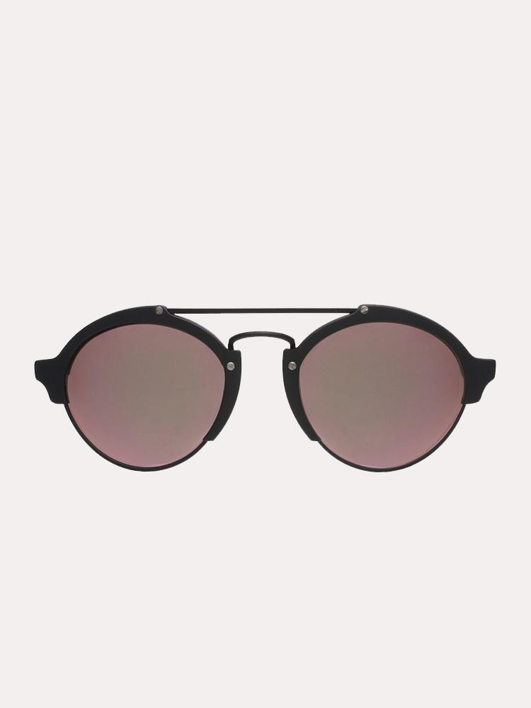 Illesteva Milan ii Matte Black With Rose Mirrored Lenses Sunglasses