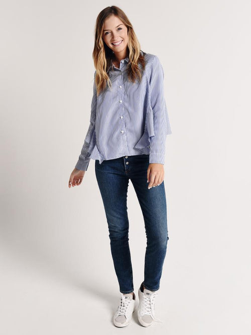 After Market Long Sleeve Side Back Ruffle Top