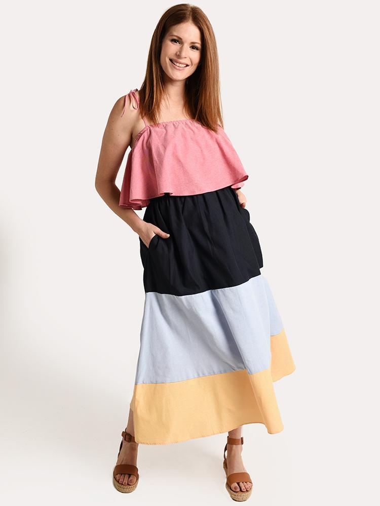 English Factory Color Blocked Maxi Dress