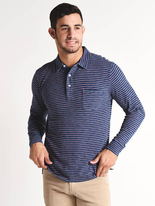 Faherty Brand Long Sleeve Indigo Polo