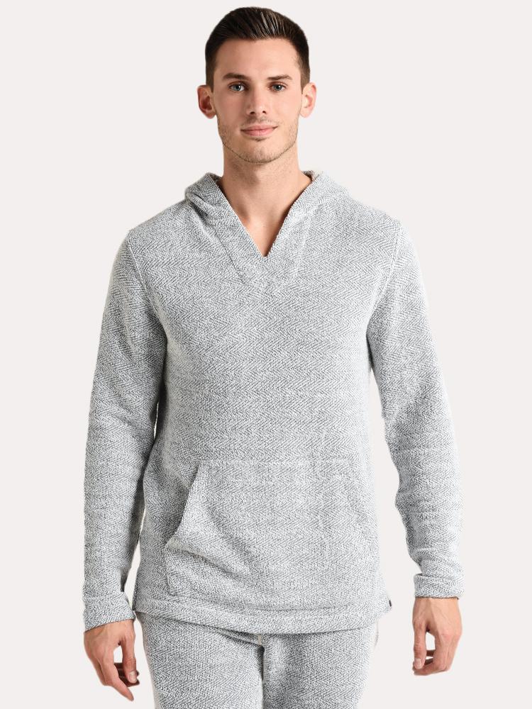 Faherty Brand Backloop Jacquard Hoodie Poncho - Saint Bernard