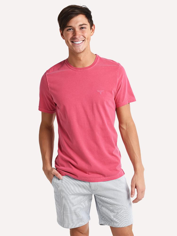 Barbour Men's Garment Dyed Tee Pink - Saint Bernard
