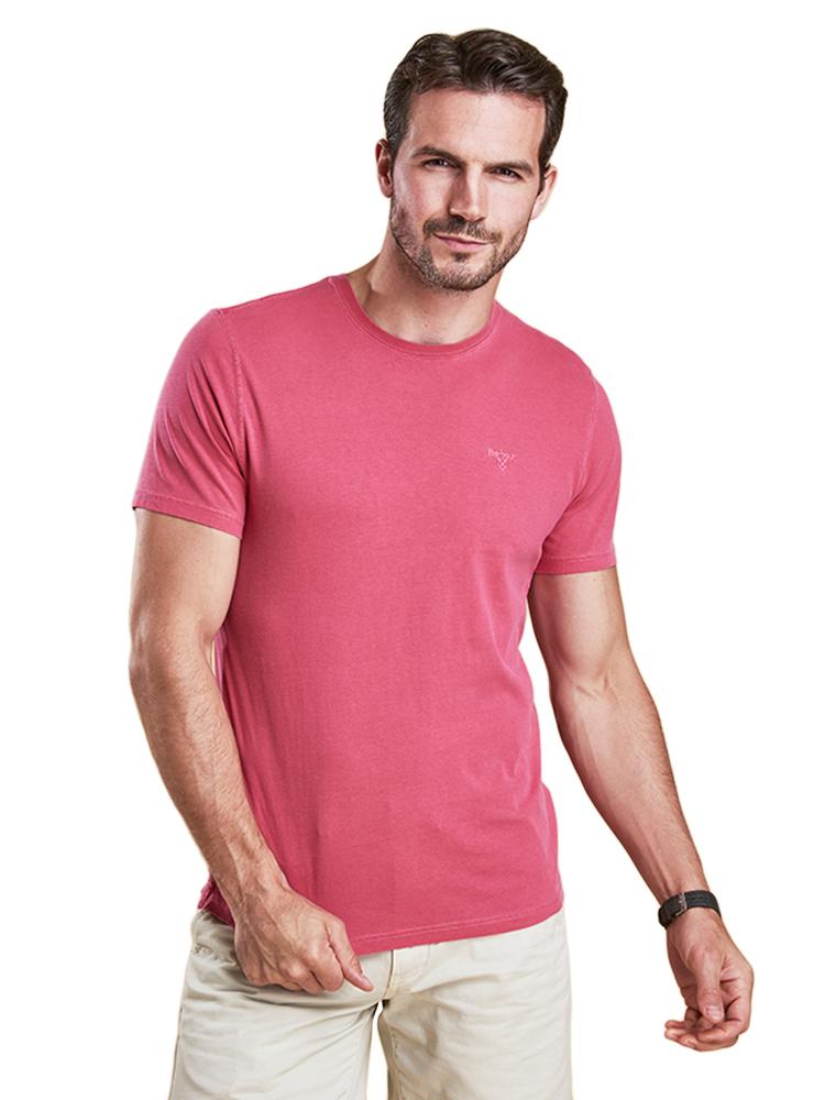 Barbour Men's Garment Dyed Tee Pink - Saint Bernard