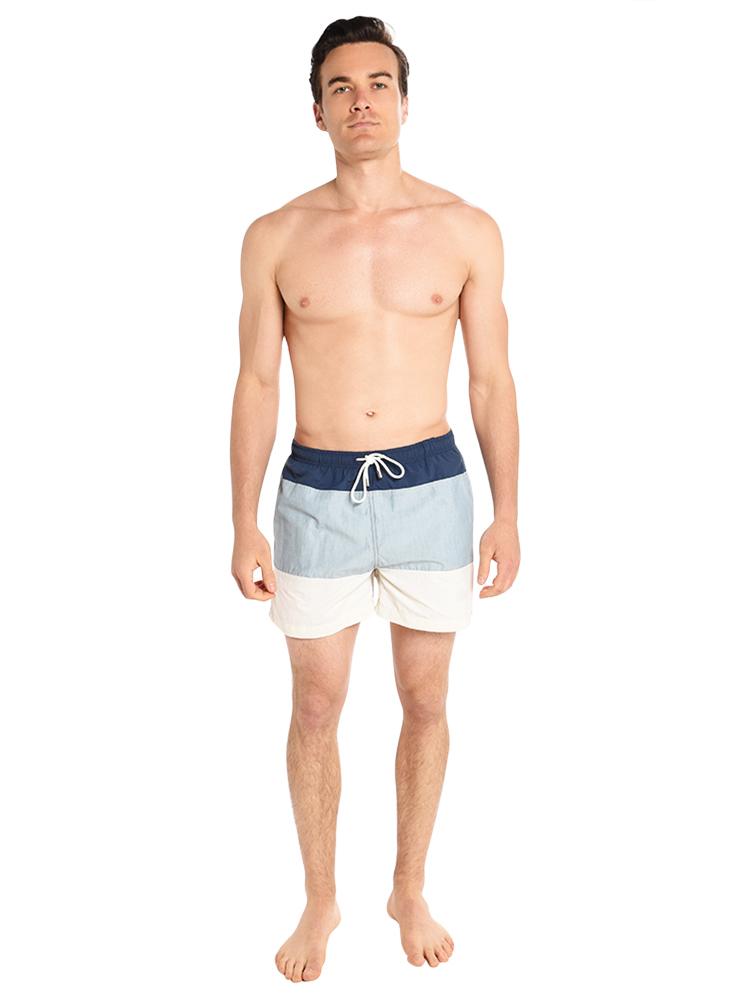 Solid & Striped The Classic Colorblocked Blue Chambray Swim Trunk
