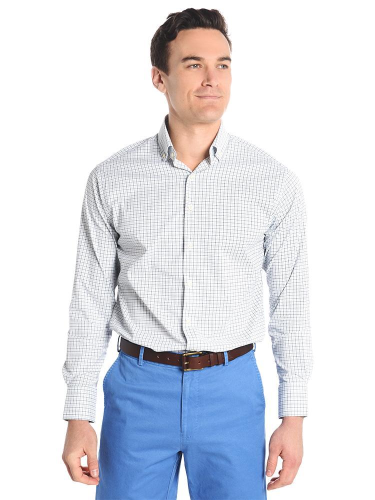 Peter Millar Men's Waldorf Performance Tattersall Woven Shirt - Saint Bernard