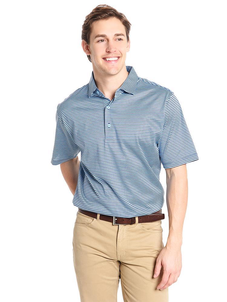Peter Millar Men's Wheeler Stripe Cotton Lisle Polo - Saint Bernard
