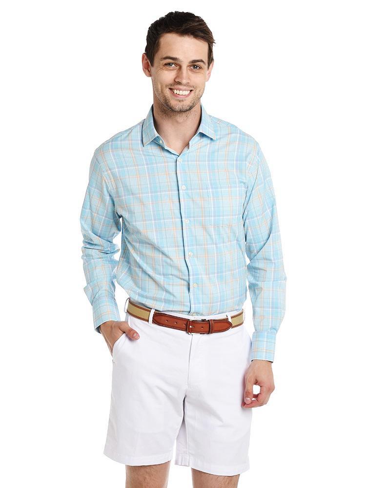 Peter Millar Wallace Performance Plaid Woven Shirt - Saint Bernard