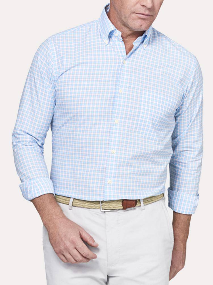 Peter Millar Crown Finish Marsh Glen Check Sport Shirt - Saint Bernard