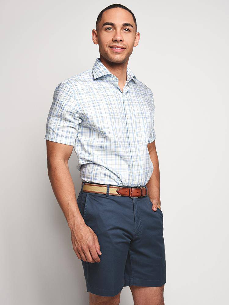 Peter Millar Men's Crown Ease Sloan Plaid Short Sleeve Sport Shirt - Saint Bernard