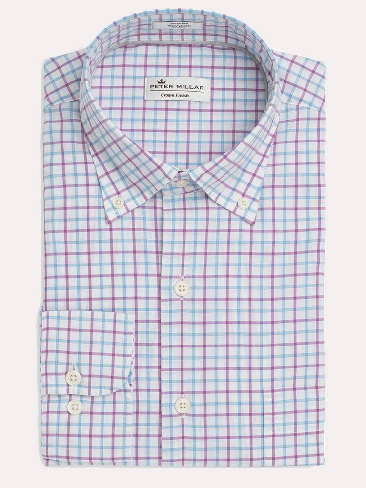 Peter Millar Men's Crown Finish Wetland Tattersall Sport Shirt - Saint Bernard