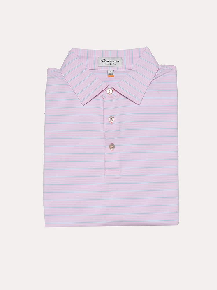 Peter Millar Luna Stripe Stretch Jersey Polo Sean Collar - Saint Bernard