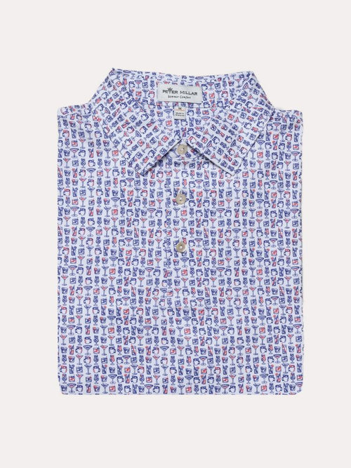 Peter Millar Men's Lil' Friday Printed Summer Cocktails Stretch Jersey Polo