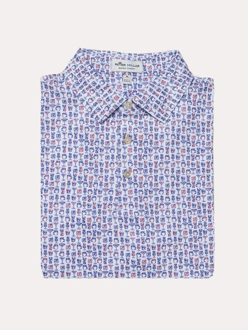 Peter Millar Men's Lil' Friday Printed Summer Cocktails Stretch Jersey Polo