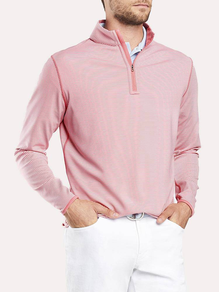 Peter Millar Men's Hobart Stripe Quarter Zip - Saint Bernard