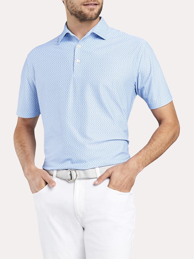Peter Millar Men's Marlowe Printed Boats Stretch Mesh Polo - Saint Bernard