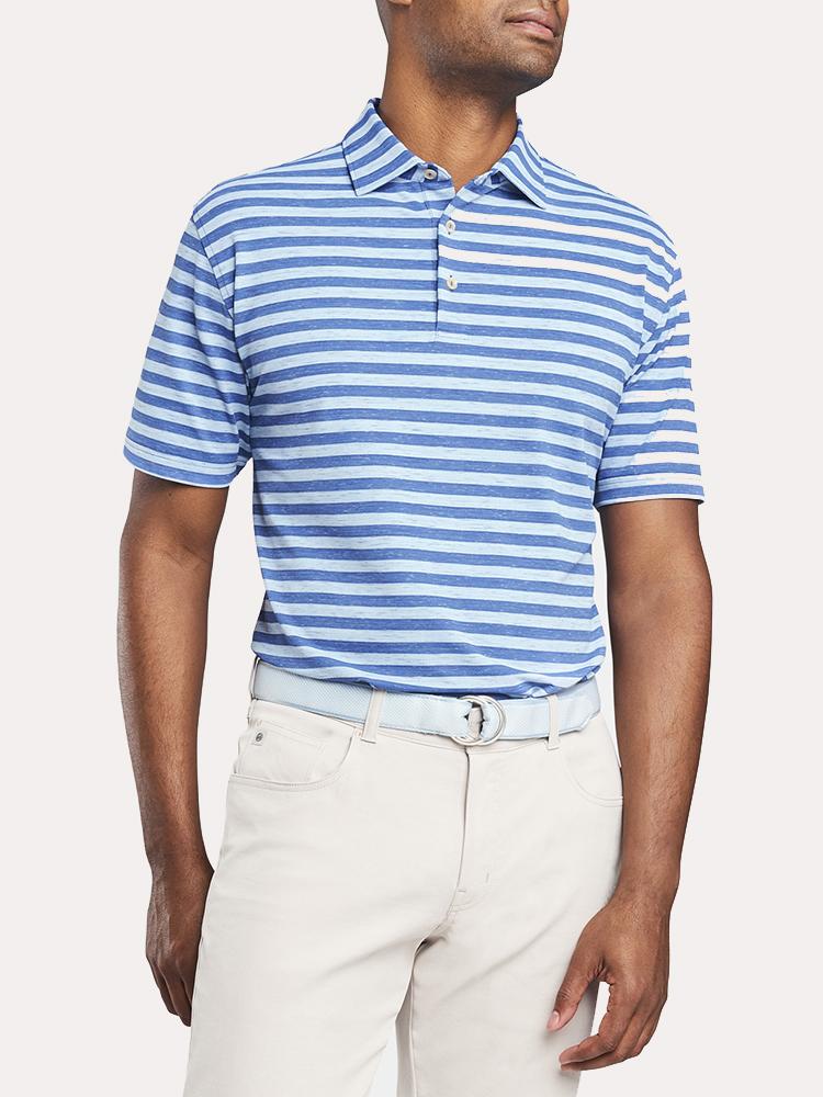 Peter Millar All The Way Donegal Stripe Stretch Mesh Pique Polo - Saint Bernard