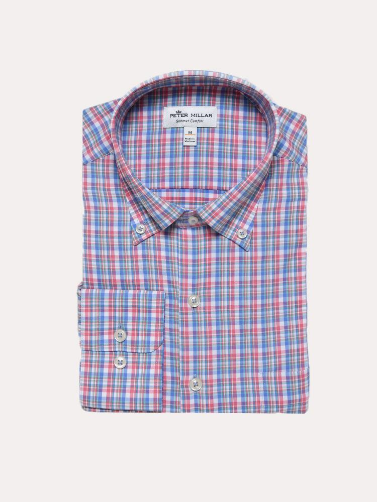 Peter Millar Stribling Plaid Performance Stretch Sport Shirt - Saint Bernard
