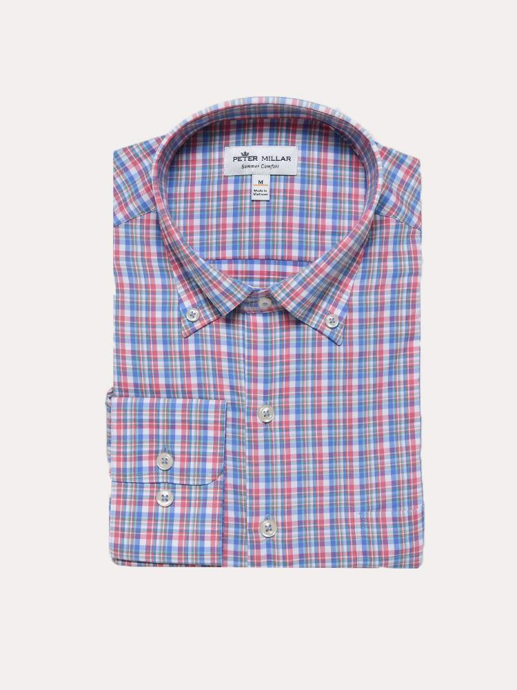 Peter Millar Stribling Plaid Performance Stretch Sport Shirt - Saint Bernard