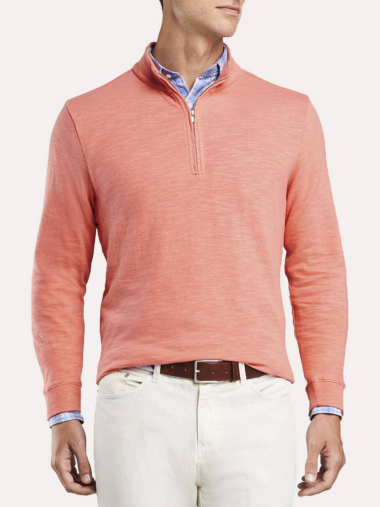 Peter Millar Men's Seaside Cotton Slub Quarter-Zip - Saint Bernard