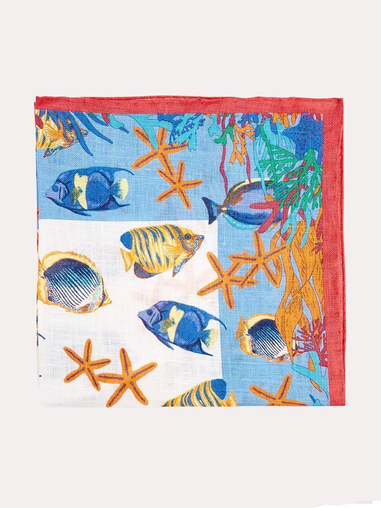 Peter Millar Fish In The Sea Pocket Square - Saint Bernard