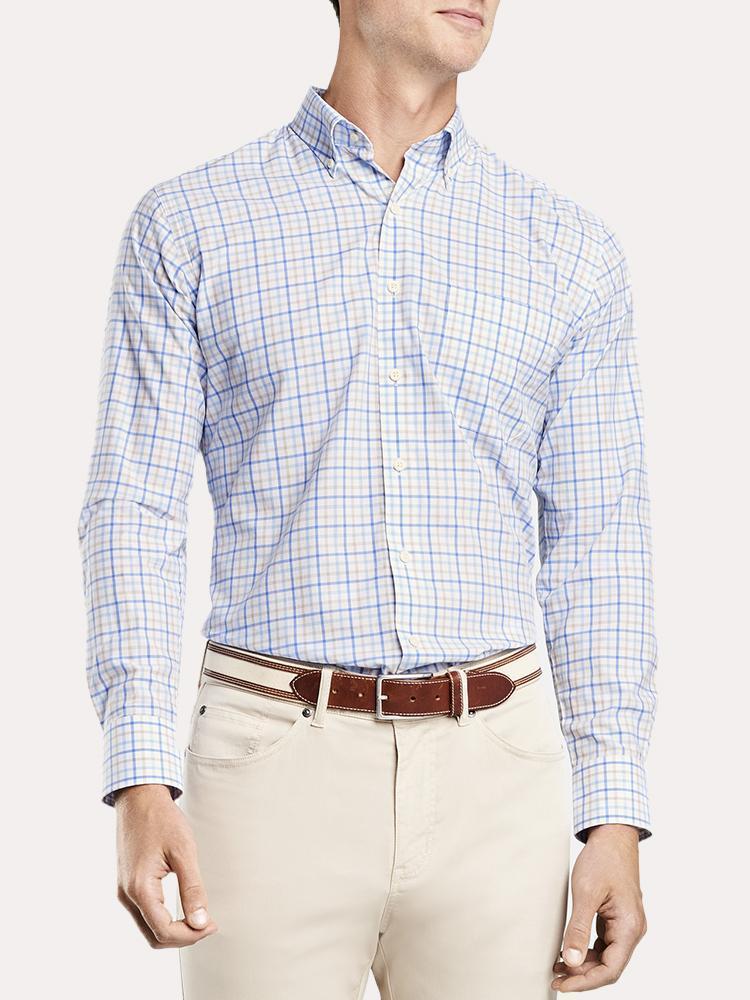Peter Millar Men's Crown Finish Dana Point Tattersall Sport Shirt - Saint Bernard