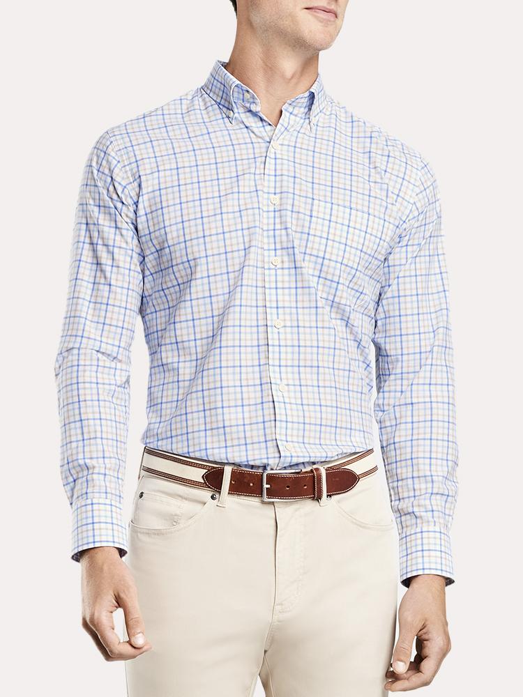 Peter Millar Men's Crown Finish Dana Point Tattersall Sport Shirt - Saint Bernard