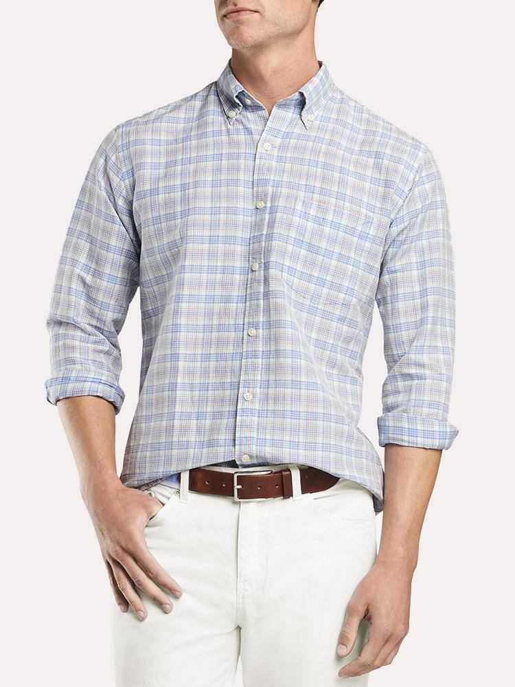 Peter Millar Men's Seaside Poole Harbor Plaid Sport Shirt - Saint Bernard