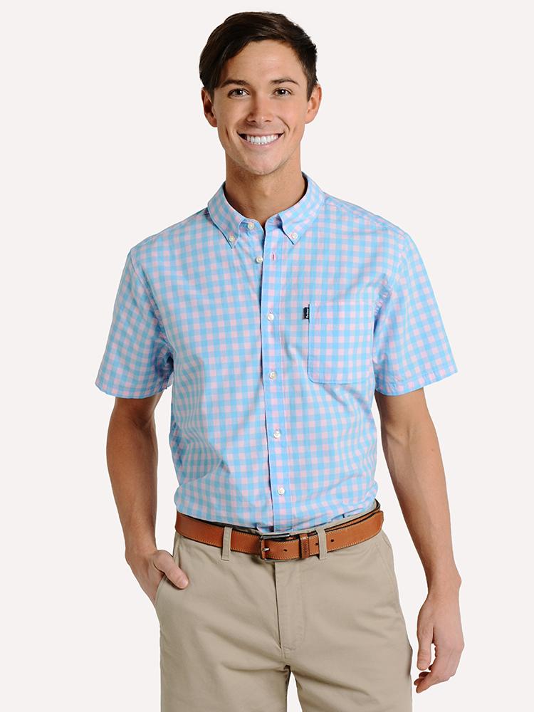 Barbour Men's Gingham 5 Short Sleeve Tailored Fit Button Down Shirt - Saint Bernard