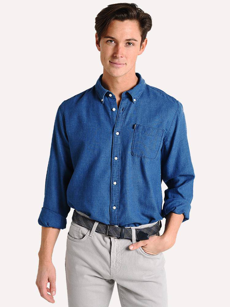 Barbour Men's Tatter Indigo Short Sleeve Shirt - Saint Bernard