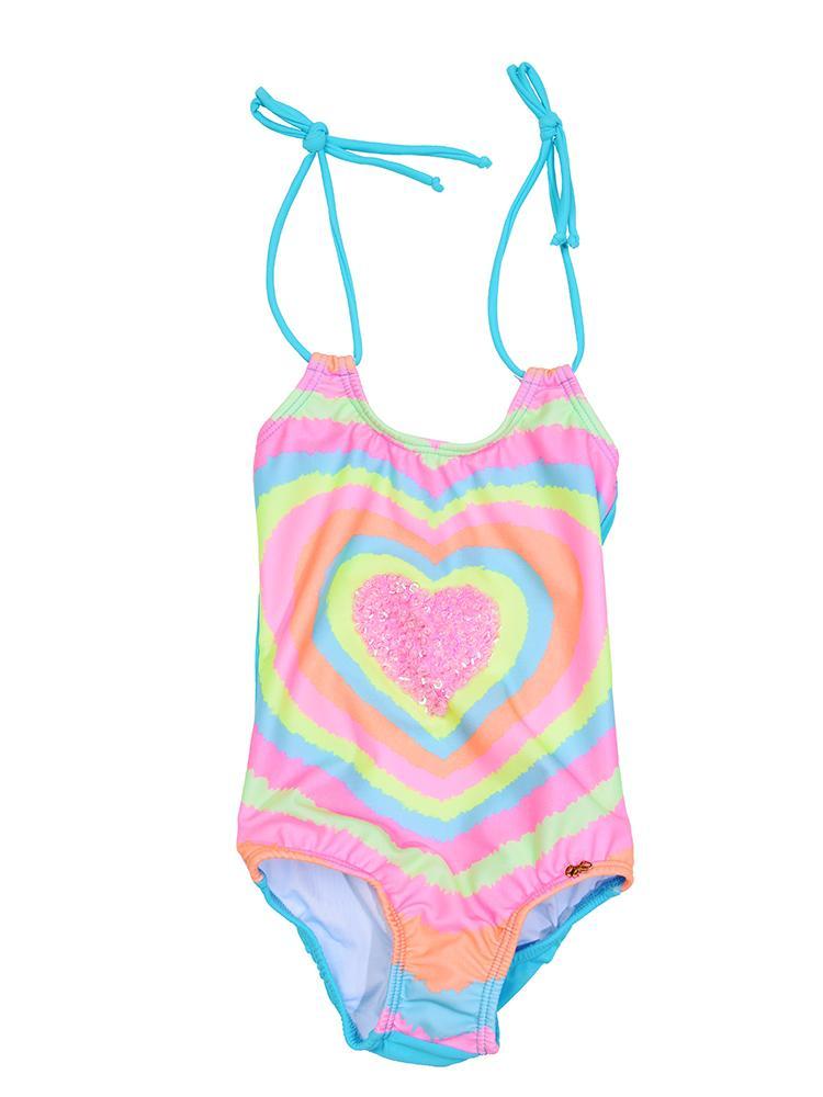 Pily Q Neon Heart Embroidered One Piece - Saint Bernard