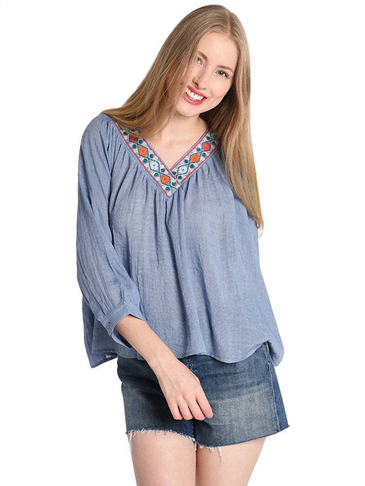 THML V Neck Raglan Blouse - Saint Bernard
