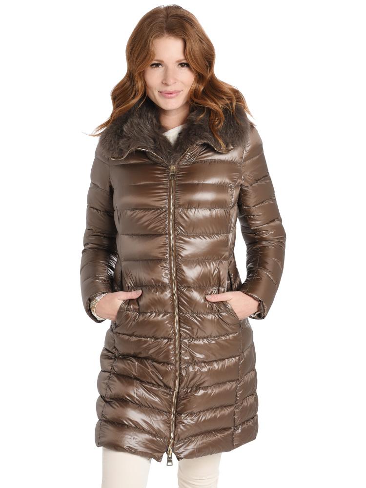 Herno Long Fitted Nylon Coat With Big Fox Collar - Saint Bernard