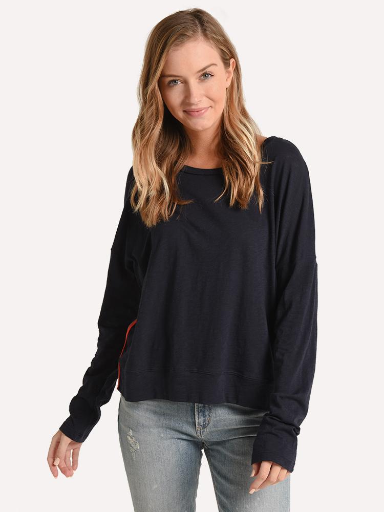 Sundry Side Stripes Easy Long Sleeve Sweatshirt - Saint Bernard