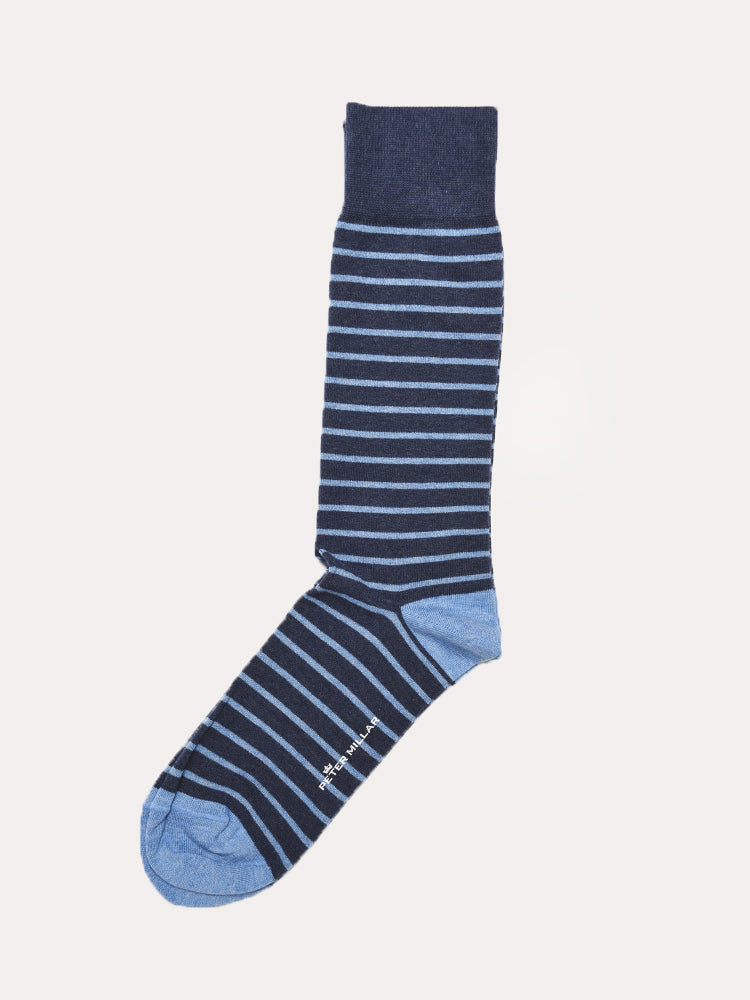 Peter Millar Crown Men's Nautical Stripe Sock - Saint Bernard