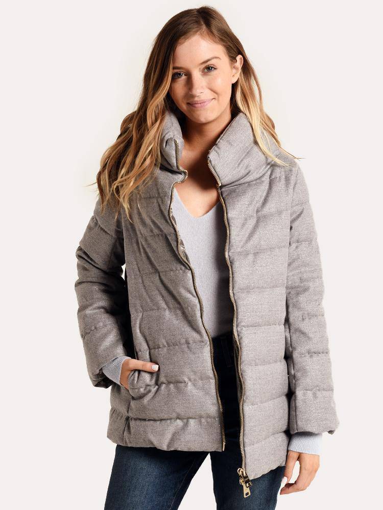 Herno Wool Lurex Short Cocoon Jacket With Belle Sleeves - Saint Bernard