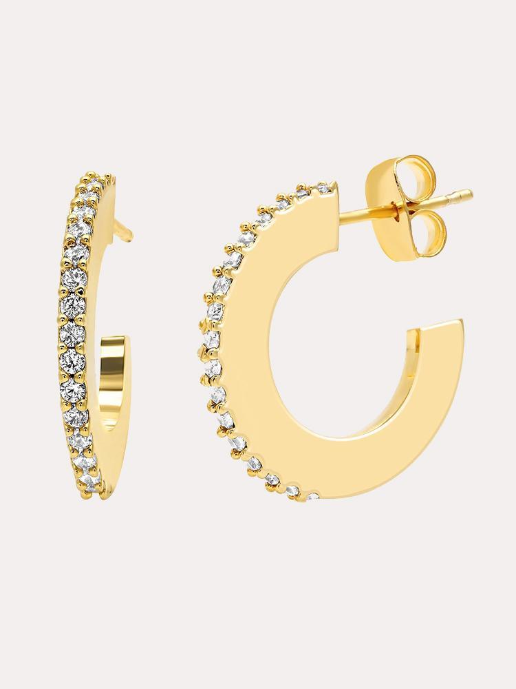 Tai Gold Open Hoops with Pave Accents Earrings