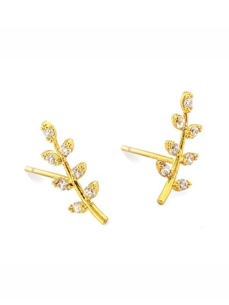 TAI Gold CZ Leaf Studs - Saint Bernard