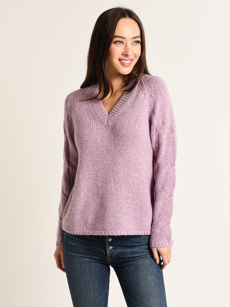 Velvet Pearl Long Sleeve V-Neck Sweater