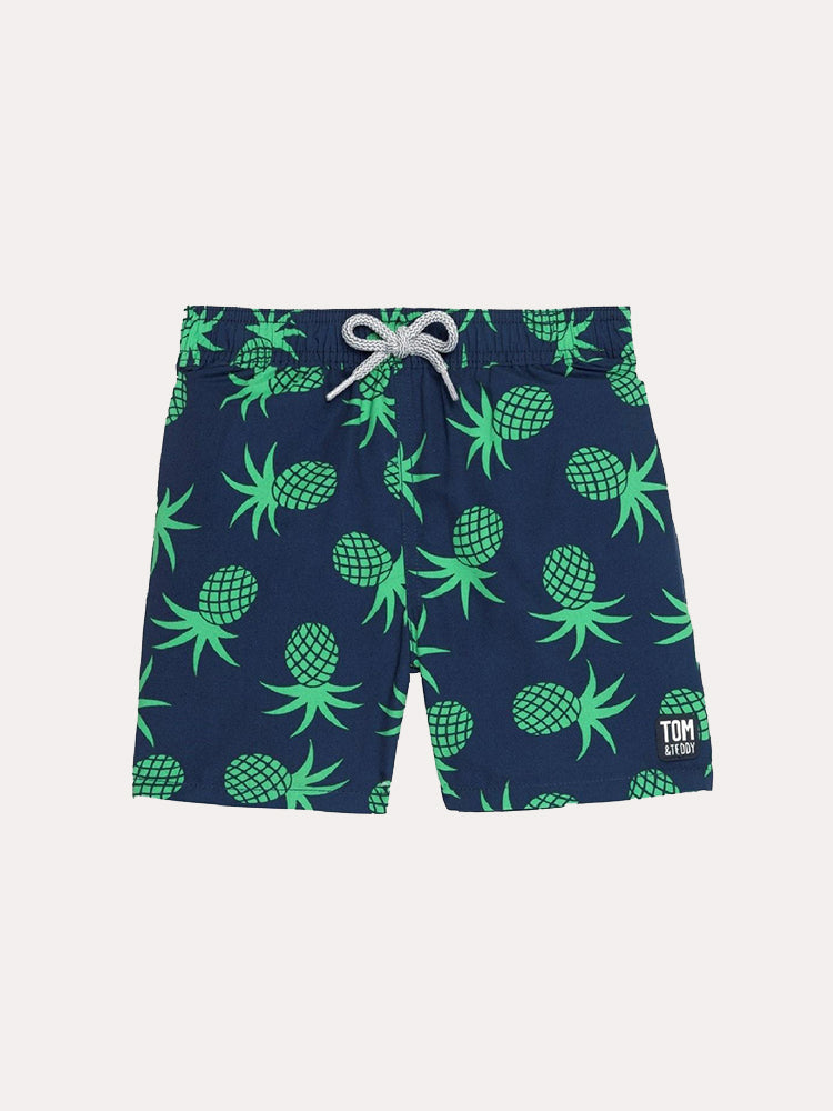 Tom & Teddy Boys' Irish Green Pineapples Swim Trunks