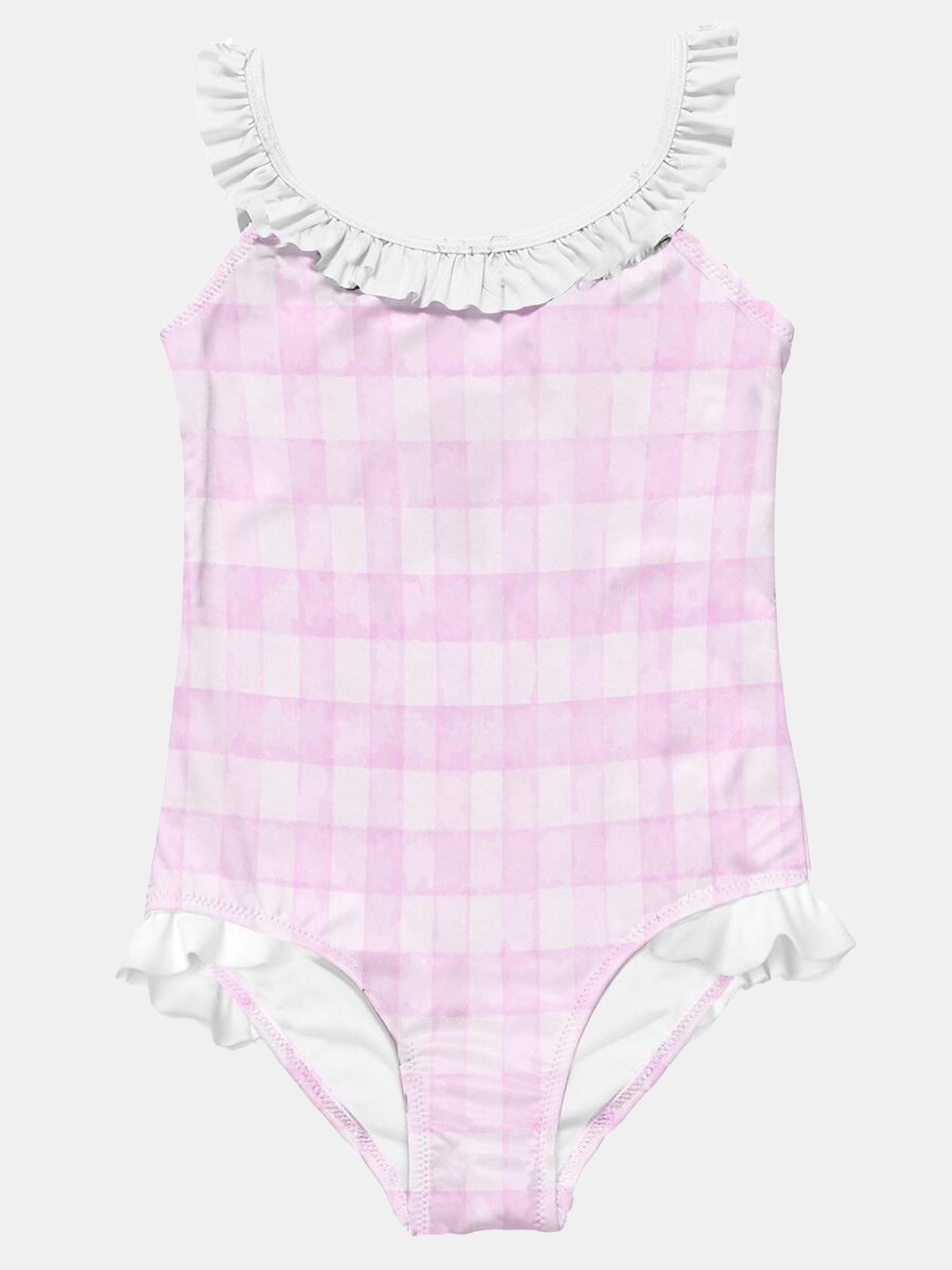 Stella Cove Little Girls' Pink Check Swimsuit - Saint Bernard