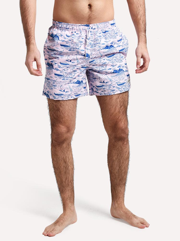 Bather Pink Motorboat Swim Trunk - Saint Bernard