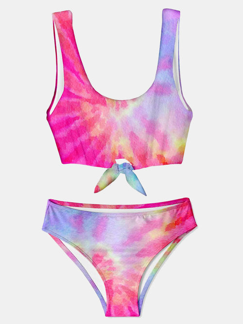 Stella Cove Girls' Pink Tie Dye Chest Bikini