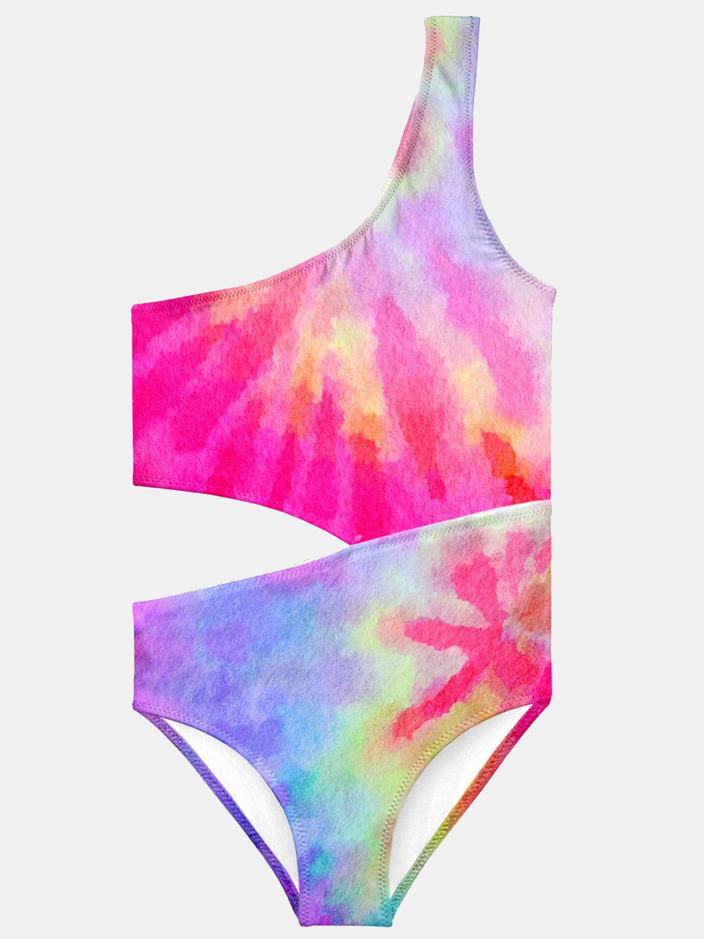 Stella Cove Girls' Pink Tie Dye Side Cut Swimsuit