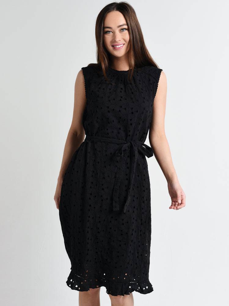 Trovata Audrey Sleeveless Dress Black Eyelet - Saint Bernard