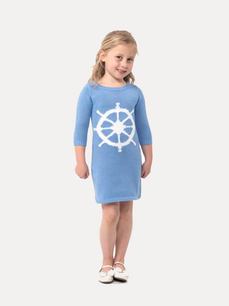 Sail To Sable Girls' Long Sleeve Intarsia Dress - Saint Bernard